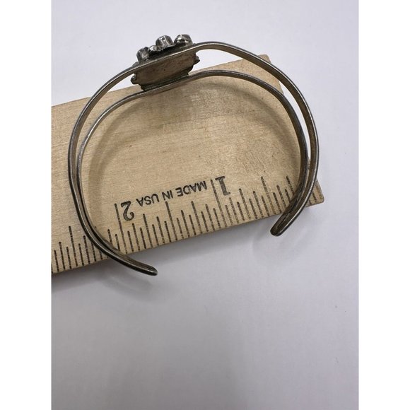 Vintage Navajo Turquoise Coral Cluster Sterling Silver 925 Bracelet Cuff 6-1/4" - Picture 8 of 10